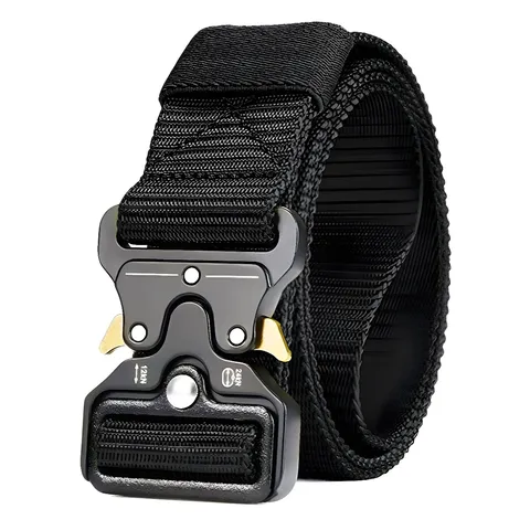 Men Tactical Belt Nylon Webbing Heavy Duty Work Belt With Alloy Quick Release Cobra Style Buckle Outdoor Military Utility Waist Belt
