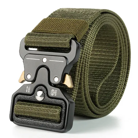 Men's Tactical Nylon Belt Heavy Duty Quick Release Zinc Alloy Buckle Military Style Outdoor Work Belt Web Waistband