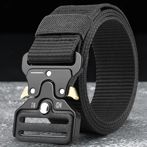 Men Heavy Duty Tactical Nylon Belt With Quick Release Alloy Cobra Buckle For Outdoor Work Casual Military Style Accessory