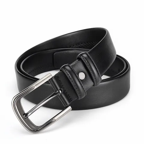 Heren Rundleer Riem Minimalistisch Casual Effen Korrel Heupriem Legering Naaldgesp Voor Jeans Zakelijk Zwart Accessoire
