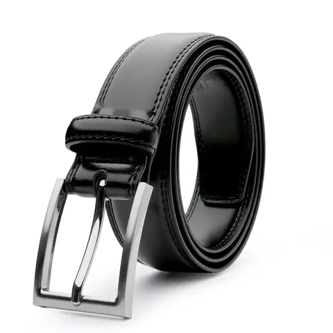 Men's Classic Genuine Cowhide Leather Belt Business Casual Waistband With Alloy Metal Pin Buckle Simple Stitched Trousers Belt