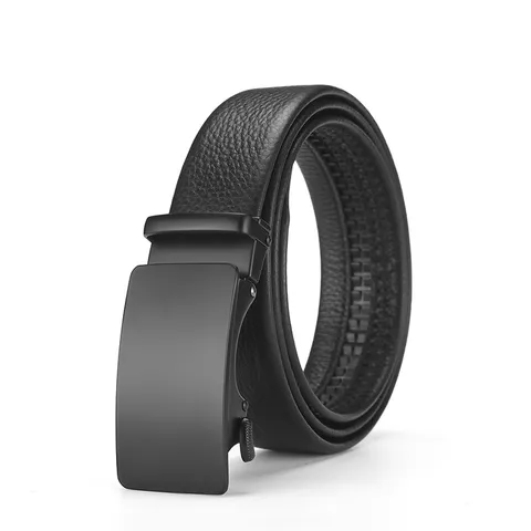 Herren Automatikgürtel Echtleder Litschi Muster Business Casual Mode Bund Legierung Schnalle Kleid Accessoire