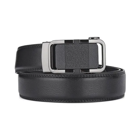 Men's Business Casual Genuine Leather Belt With Alloy Automatic Buckle Simple High Grade Cowhide Waist Belt For Men