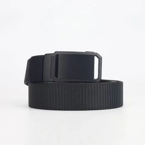 Men's Tactical Nylon Belt Outdoor Canvas Casual Waistband Simple Versatile Automatic Buckle Belt for Military Training Students