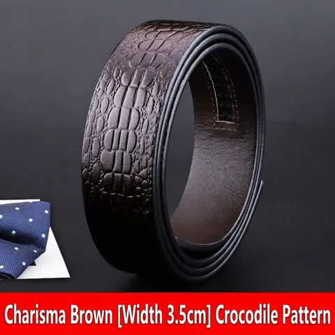 Lanière de Ceinture en Cuir Véritable pour Hommes Sans Boucle Remplacement de Boucle Automatique Motif Crocodile Ceinture Business