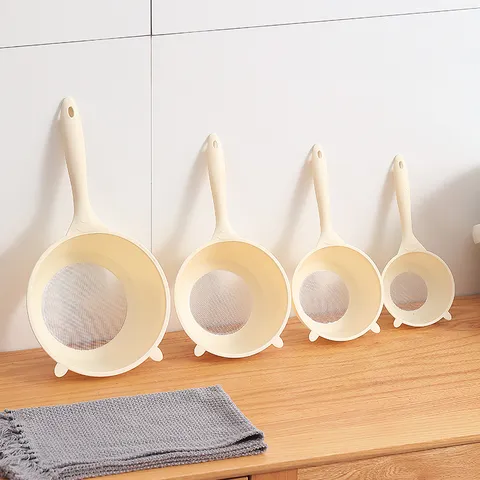 Multifunctional Kitchen Rice Washing Sieve Plastic Colander Drain Basket Long Handle Vegetable Fruit Strainer Filter Spoon Thickened Tool
