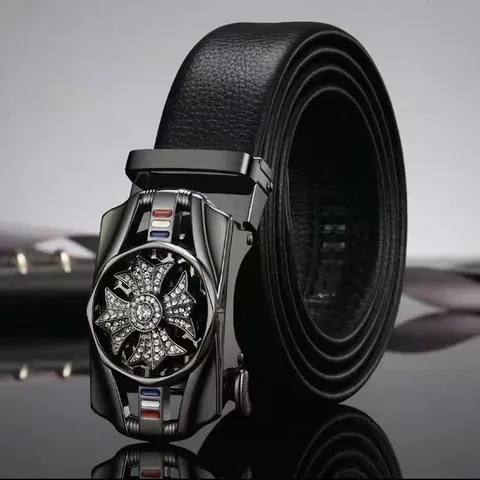 Heren Riem Draaibaar Sportwagenwiel Automatische Gesp Kunstleer Lychee Patroon Zakelijk Casual Tailleband Mode Accessoires