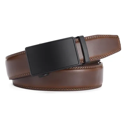 Herren Echtes Leder Automatikschließe Gürtel Business Casual Hochwertiger Rindsleder Hosenbund Mode Accessoire Für Herren