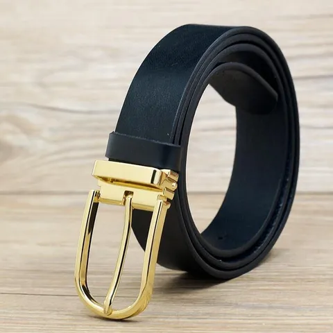 Men Top Layer Cowhide Genuine Leather Belt Vintage Business Casual Pin Buckle Waist Strap For Jeans Trousers
