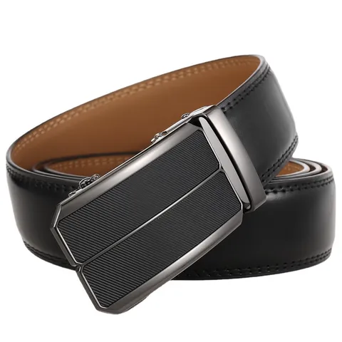 High Grade Men Genuine Leather Belt Automatic Buckle Split Cowhide Business Waist Belt Fashion Formal Dress Belt Gift Box