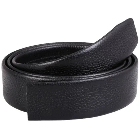 Men Business Genuine Leather Belt Strap Top Layer Cowhide Litchi Pattern Replacement Belt No Buckle Automatic Buckle Strap