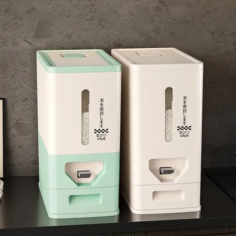 Seau à Riz de Type Presse Résistant à l'Humidité Anti-Insectes Récipient à Céréales Scellé Boîte de Rangement en Plastique de Cuisine
