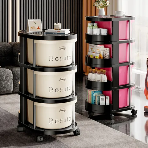 Mobile Rolling Storage Cart With Drawers Multi-tier Utility Organizer Rack For Snack Toy Home Kitchen Bedroom Bedside Floor Standing Plastic Rolling Rack