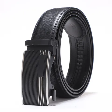 Ceinture Homme Business en Cuir Véritable Boucle Automatique en Alliage Ceinture en Cuir de Vachette Refendu Ceinture de Robe Professionnelle Coffret Cadeau