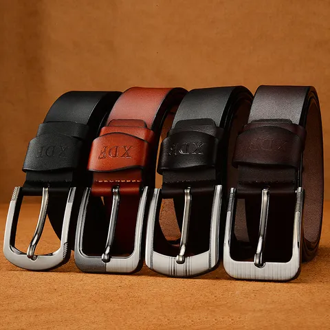 Men Casual Vintage Pin Buckle Belt Synthetic Leather Waistband For Jeans Brushed Alloy Metal Buckle Retro Fashion Accessory