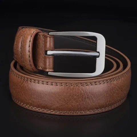 Men's Genuine Cowhide Leather Belt With Alloy Pin Buckle Business Casual Dress Belt For Jeans Pants Professional Trouser Belt Gift