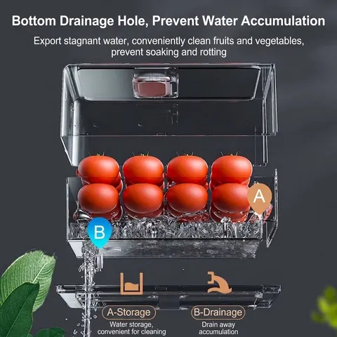 Cajón Organizador de Refrigerador PET Transparente Contenedor de Almacenamiento de Alimentos Apilable para Verduras Frutas Carne Cocina