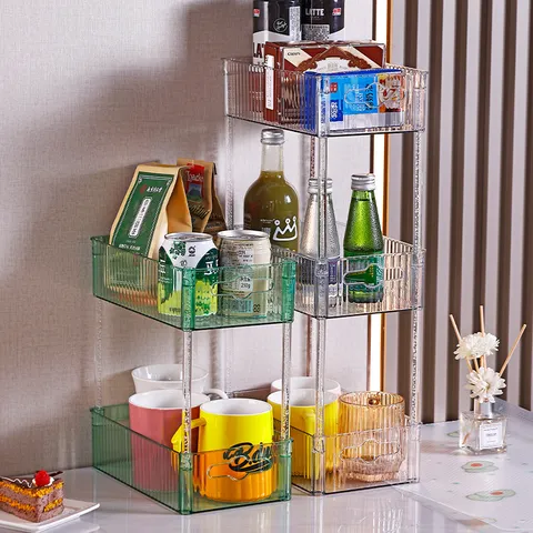 Light Luxury Transparent Cosmetics Storage Rack Desktop Organizer For Bathroom Vanity Makeup Skincare Product Display Shelf