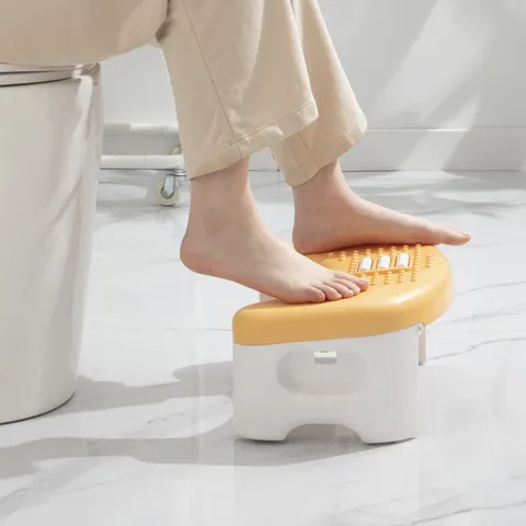 Ergonomic Office Footrest Under Desk Adjustable Toilet Step Stool PP Plastic Non-Slip Massage Roller Footstool For Home Bathroom Posture Correction