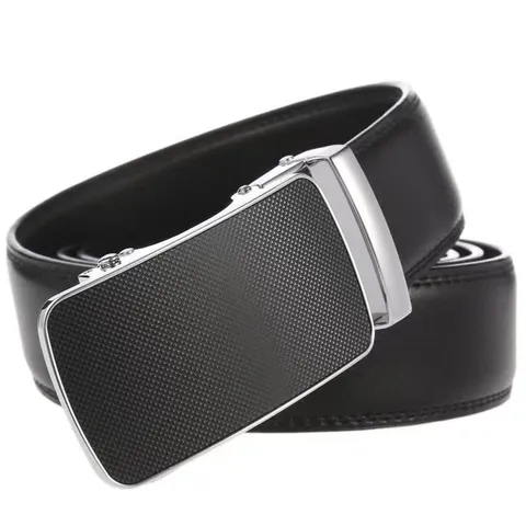 Men Genuine Cowhide Leather Belt With Alloy Automatic Buckle Business Casual Style High Quality Waist Belt For Trousers
