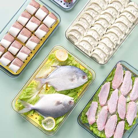 Caja De Almacenamiento De Dumplings De PET Transparente Para Refrigerador Con Dial De Fecha Contenedor De Conservación Sellado Apilable