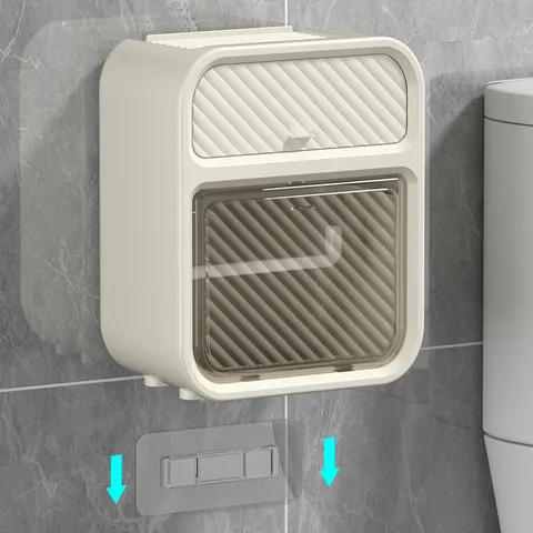 Scatola di Fazzoletti Impermeabile a Parete Doppio Strato Porta Carta Igienica Scaffale per Bagno Dispenser in Plastica