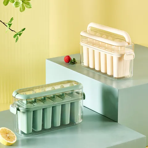 Wiederverwendbare Eis-Am-Stiel-Formen Silikon Kunststoff Eisbereiter Mit Deckel Und Griff DIY Eisformen Für Kinder Heimküche Werkzeuge