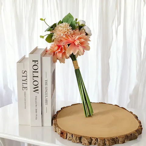 Kunstmatige Dahlia Bruidsboeket Zijden Bloemen Westerse Bruiloft Bosstijl Handboeket Bosdecor Voor Bruiden