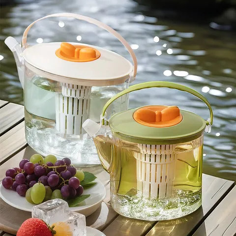 Grote Capaciteit Koudwaterkan Met Filter En Draagbaar Handvat Koreaanse Stijl Koelkastbestendige Plastic Theepot Voor Thee Sap