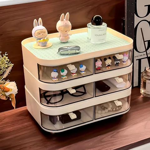 Modern Desktop PET Plastic Drawer Storage Box Entrance Key Organizer For Jewelry Cosmetics Nordic Minimalist Multi-layer