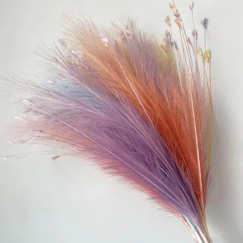 Fiore di Simulazione di Canna di Erba Pavone Artificiale in Tessuto di Seta Stile Pianta Essiccata per Decorazione Matrimonio Casa Giardino