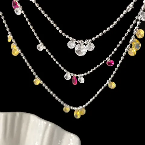 Set di Collana Bracciale e Anello Regolabile in Zirconia a Goccia d'Acqua Stile Francese per Donna Gioielli Scintillanti