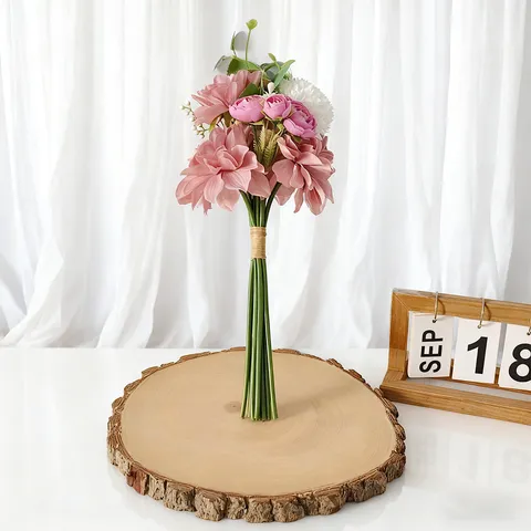 Kunstmatige Dahlia Bruidsboeket Zijden Bloemen Westerse Bruiloft Bosstijl Handboeket Bosdecor Voor Bruiden