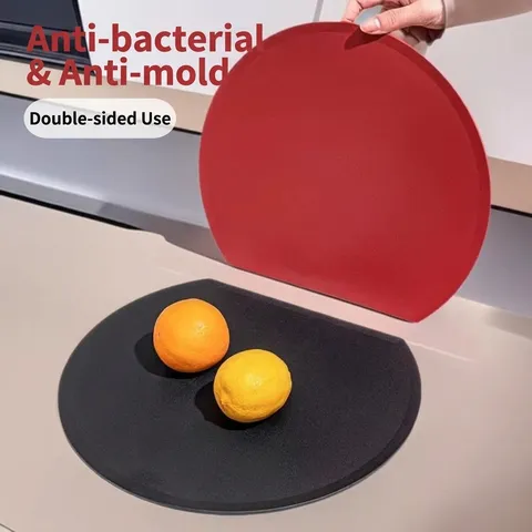 D-Shaped TPU Cutting Board Antibacterial Double-Sided Non-Slip Flexible Kitchen Chopping Block For Meat Vegetable Fruit Home