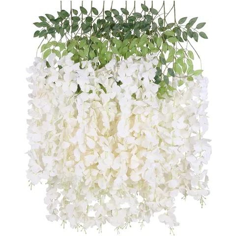 Künstliche Wisteria Seide Hängende Blumen Ranke Für Hochzeit Heimdekor Weiße Seidenblume Dekoration Für Party Wand