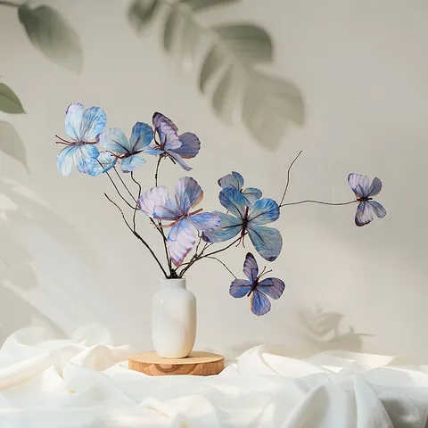 Artificial Butterfly Dried Branch Flower Satin Cloth Faux Flower For Wedding Party T-Stage Road Lead Arch Home Floral Decor