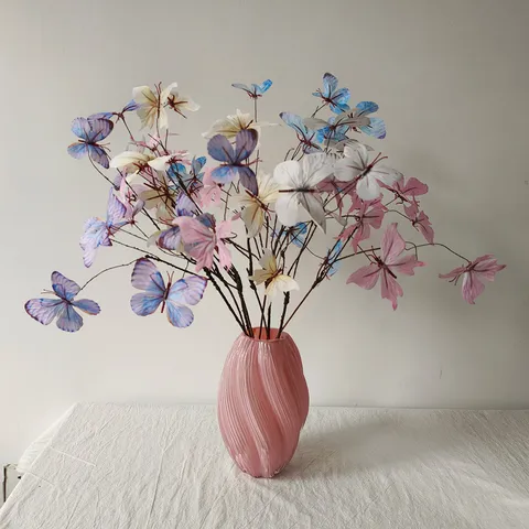 Artificial Butterfly Dried Branch Flower Satin Cloth Faux Flower For Wedding Party T-Stage Road Lead Arch Home Floral Decor