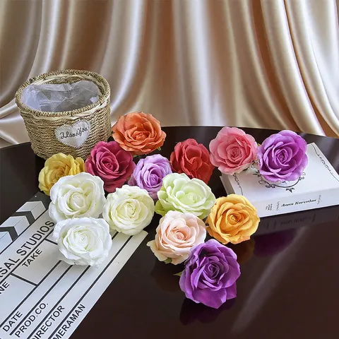 Artificial Rose Flower Heads Silk Fabric Fake Blossoms For Wedding Wall Backdrop Floral Arch Decoration Party Craft Home Decor