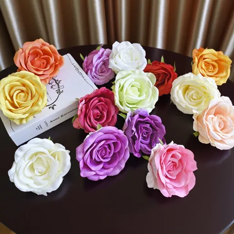 Artificial Rose Flower Heads Silk Fabric Fake Blossoms For Wedding Wall Backdrop Floral Arch Decoration Party Craft Home Decor