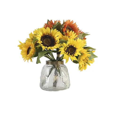 Artificial Sunflower Bouquet Nordic Satin Fabric Fake Flower Bouquet For Living Room Home Decoration Christmas Gift Table Ornament