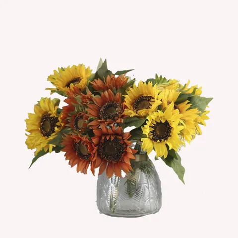 Artificial Sunflower Bouquet Nordic Satin Fabric Fake Flower Bouquet For Living Room Home Decoration Christmas Gift Table Ornament