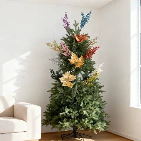 Branches de Baies de Noël Artificielles Tiges de Fausses Baies Pailletées Décorations d'Arbre de Noël DIY Décoration de Fête de la Maison