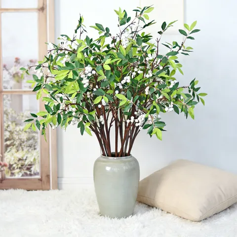 Artificial Sacred Bamboo Fruit Faux Greenery Branch For Home Table Decor Natural Photography Prop Handmade Plastic Stem Ornament