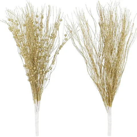 Glitter Artificial Dragon Whiskers Branch With Small Balls Christmas Tree Decoration For Holiday Party New Year Home Ornament