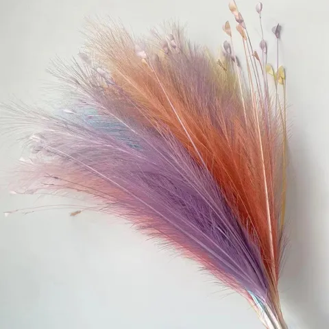 Fiore di Simulazione di Canna di Erba Pavone Artificiale in Tessuto di Seta Stile Pianta Essiccata per Decorazione Matrimonio Casa Giardino