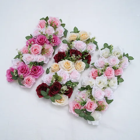 Arrangement Floral de Roses en Fausse Fleur Artificielle de Mariage pour Arche Chemin de Table Fête Scène Décoration