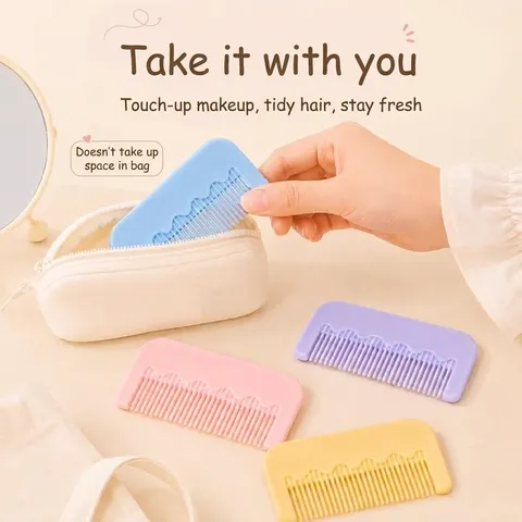 Mini Portable Pocket Hair Comb For Women Macaron Plastic Fine Tooth Styling Comb Small Travel Hairbrush For Kids