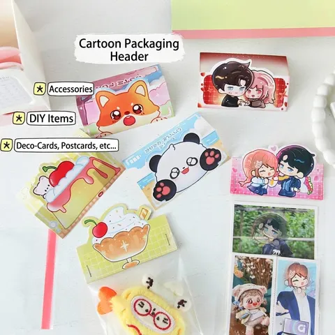 Cute Cartoon Animal Packaging Header Cards With Transparent Bags Printed Paper Label For DIY Gift Photo Card Wrap Decoration