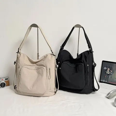 Impermeabile Nylon Casual Tela Donna Zaino Grande Capacità Tote Bag Borsa a Tracolla