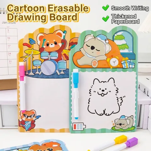 Pizarra Mágica Borrable de Doble Cara para Niños Tablero de Dibujo Portátil de Papel con Lápiz y Cordón para Escuela Hogar Regalo Infantil